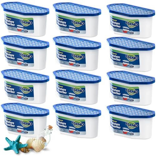 Ksend Moisture Absorbers 12 Pack Compact Dehumidifier for Closet Efficient Humidity Absorber Boxes Moisture Absorber for Closet Odor Eliminator with Ocean Fragrance Navy Blue 64oz 300ml - Image 1